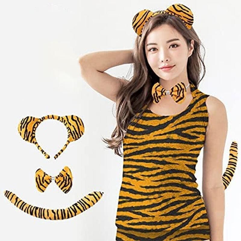 Black cat animal costume dress-up set for kids with tail, bowtie, and ears, perfect for pretend play and cosplay fun.
