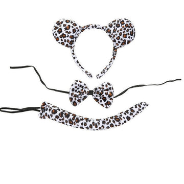 Leopard animal costume dress-up set for kids including tail, bowtie, and ears for pretend play and costume parties.