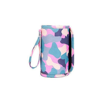 Pink portable USB milk warmer bag for baby bottles, travel feeding pouch from Everything Baby, ideal for on-the-go feeding.