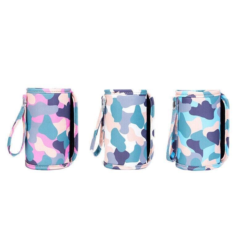 Pink portable USB milk warmer bag for baby bottles, designed for travel and on-the-go feeding, by Everything Baby.