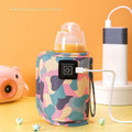 Pink portable USB baby bottle warmer bag for travel, designed to keep milk warm on the go, ideal for nursing and feeding.