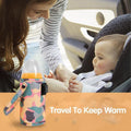 Purple portable USB milk warmer bag for baby bottles, ideal for travel and feeding on the go, by Everything Baby.