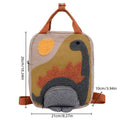 Khaki mini dinosaur backpack for kids, 21x10x26cm, featuring playful dinosaur design for early learners and daily outings.