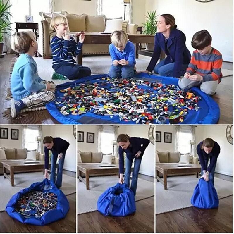 Pink 150cm kids play mat bag from Everything Baby, portable toy storage organizer for Lego and kids' toys with drawstring closure.