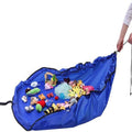 Pink kids' play mat bag with drawstring closure for storing Lego toys, portable toy storage organizer for children.