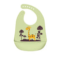Silicone waterproof baby feeding bib apron with a giraffe design for toddlers, easy to clean and durable for nursery feeding time.