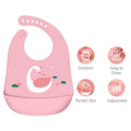 Silicone waterproof baby feeding bib with a giraffe design, easy to clean toddler apron for food spills and messes.