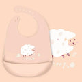 Silicone waterproof baby feeding bib apron with pouch, featuring a giraffe design for easy cleaning and toddler protection.