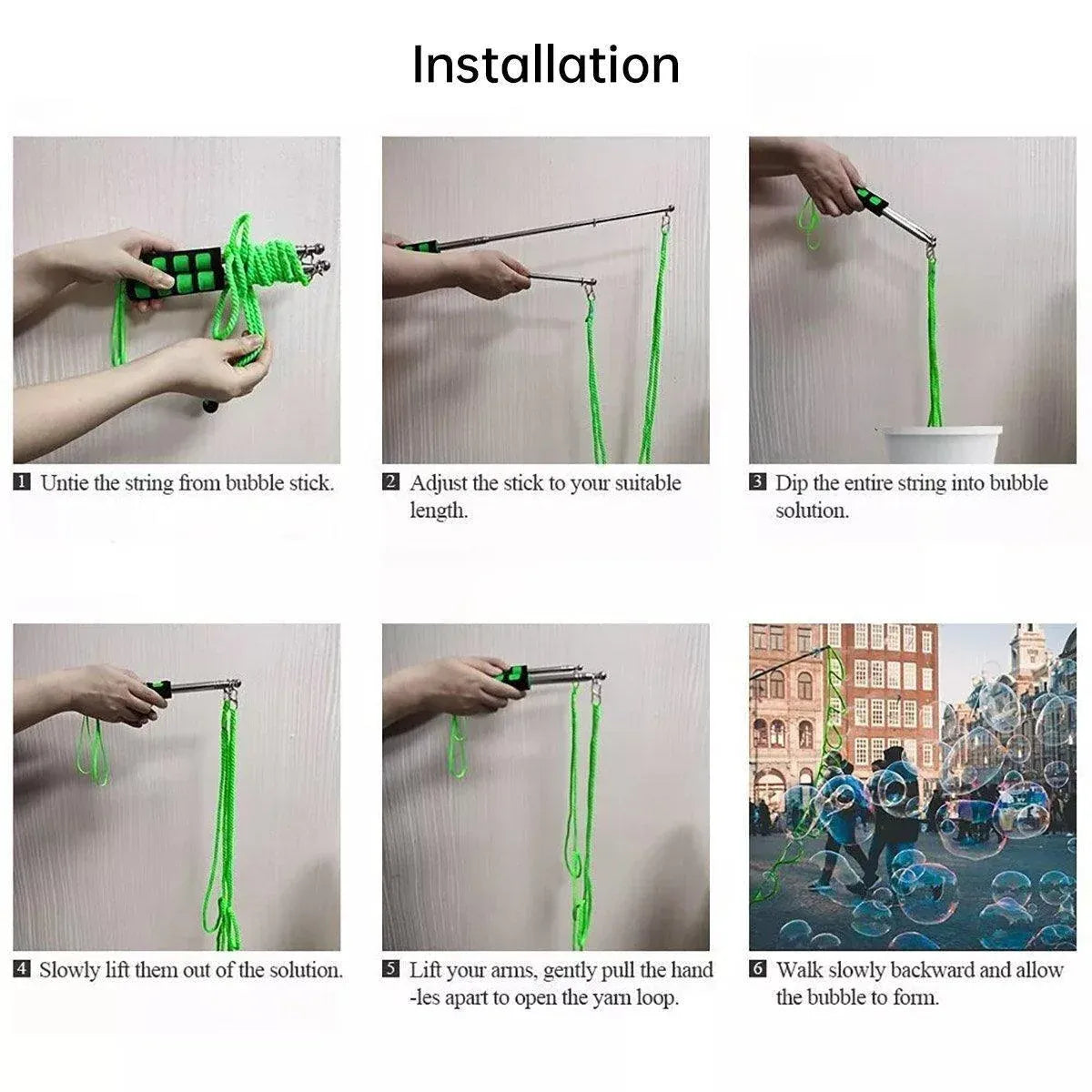 Blue double pole bubble rope from Everything Baby for giant outdoor bubble shows, perfect for kids' outdoor party fun.