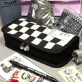 Two checkerboard pattern pencil cases by Everything Baby, large capacity stationery bags for students and kids.