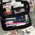 Set of two checkerboard pattern pencil cases by Everything Baby, large capacity stationery bags for students and kids.