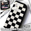 Two checkerboard pattern pencil cases by Everything Baby, large capacity stationery bags for students and kids.