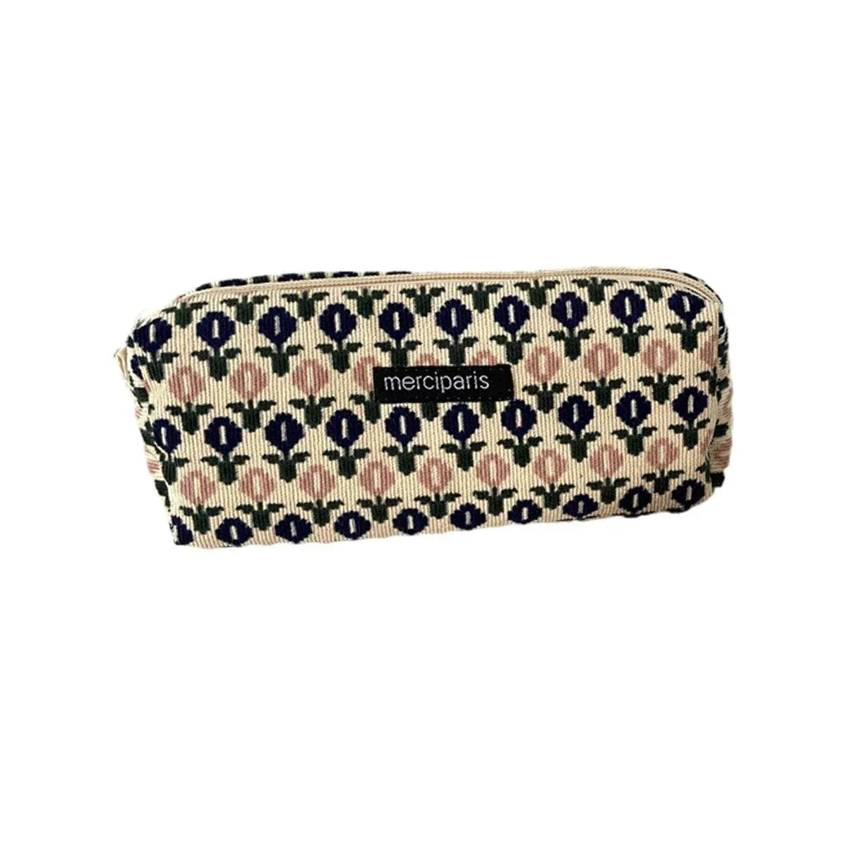 Small blue floral pencil case organizer bag by Everything Baby, perfect for school and travel stationery storage.