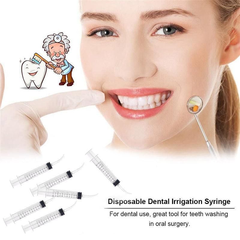 Set of four disposable dental syringes with curved tips for baby oral irrigation, 12ml capacity, by Everything Baby.