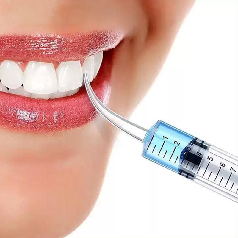 Four disposable 12ml dental syringes with curved tips for oral irrigation, designed for baby and kids dental hygiene by Everything Baby.