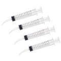 Set of four 12ml disposable dental syringes with curved tips for baby oral irrigation, designed for gentle dental care.