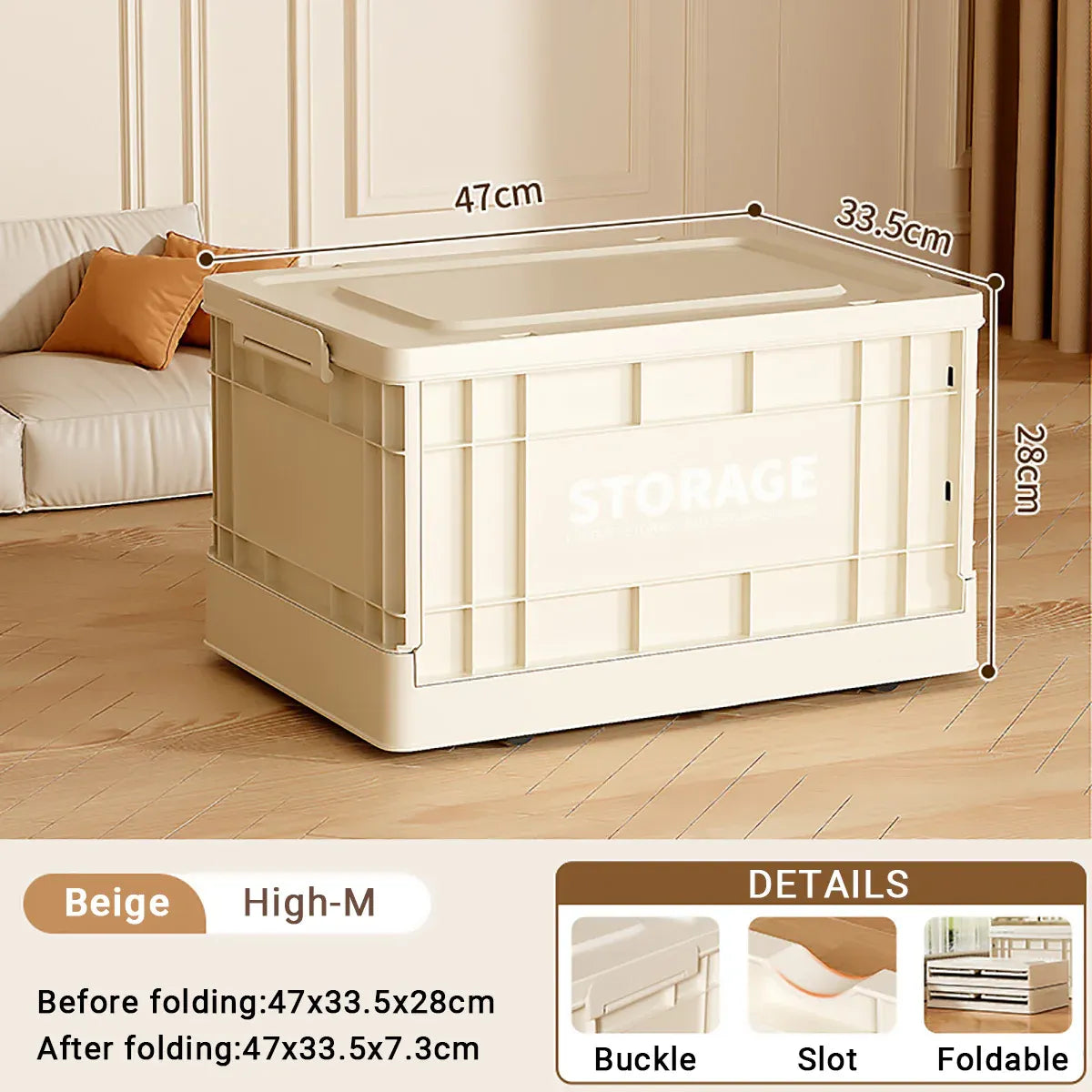 Foldable yellow toy storage box by Everything Baby, large capacity, durable, space-saving kid's toy box for children's room organization