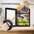Set of two black wooden art display frames for children's artwork and drawings, ideal for baby and kids' art storage.