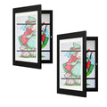 Set of two black wooden art display frames for kids' drawings, ideal for showcasing artwork and storing children's art projects.