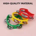 Set of four hand-cranked bell toys for kids, colorful musical instruments with rings, ideal for baby and toddler musical play.