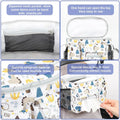 White Everything Baby stroller hanging bag, large capacity multi-functional mommy bag with durable design, attached to a stroller.