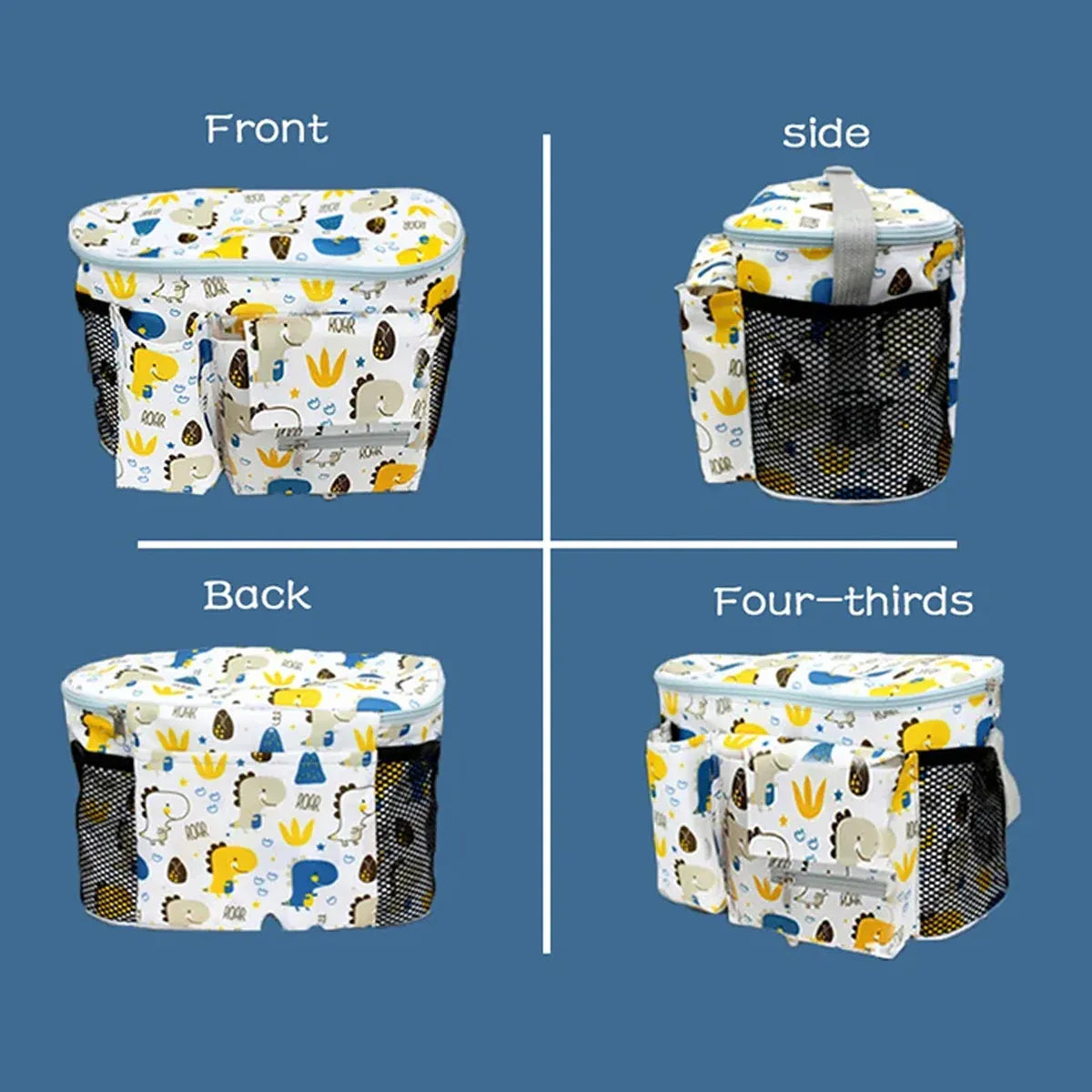 White stroller hanging bag by Everything Baby, multi-functional mommy bag with large capacity and durable design for baby accessories.