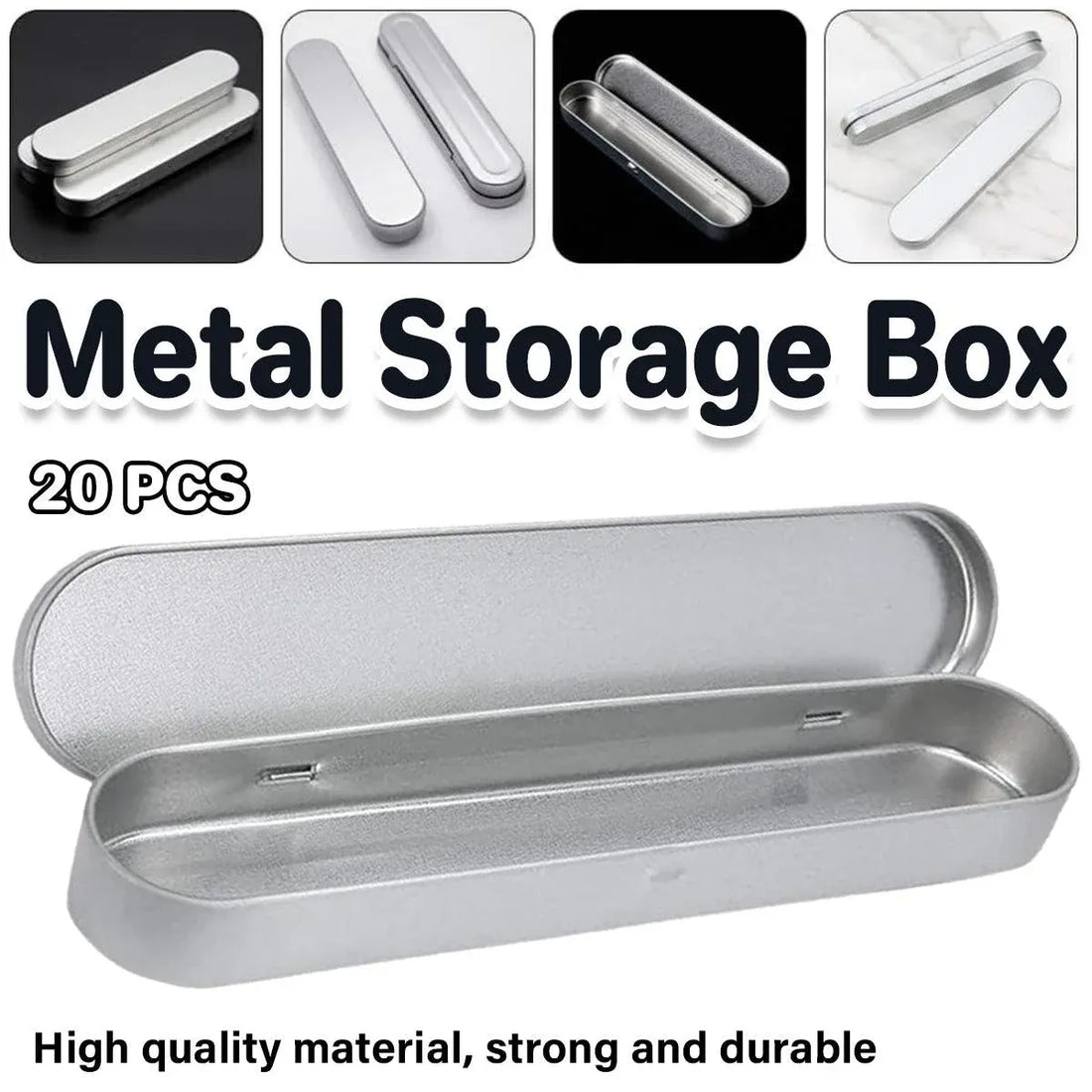 Set of 20 metal pencil box storage cases by Everything Baby, durable tin pen holders for organizing stationery.