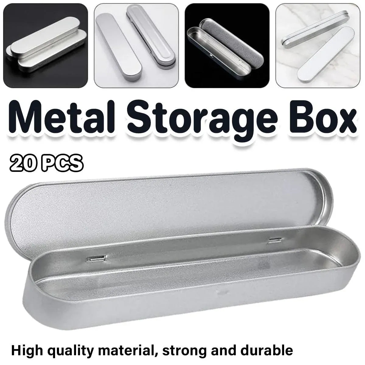 Set of 20 metal pencil box storage cases by Everything Baby, durable tin pen holders for organizing stationery.