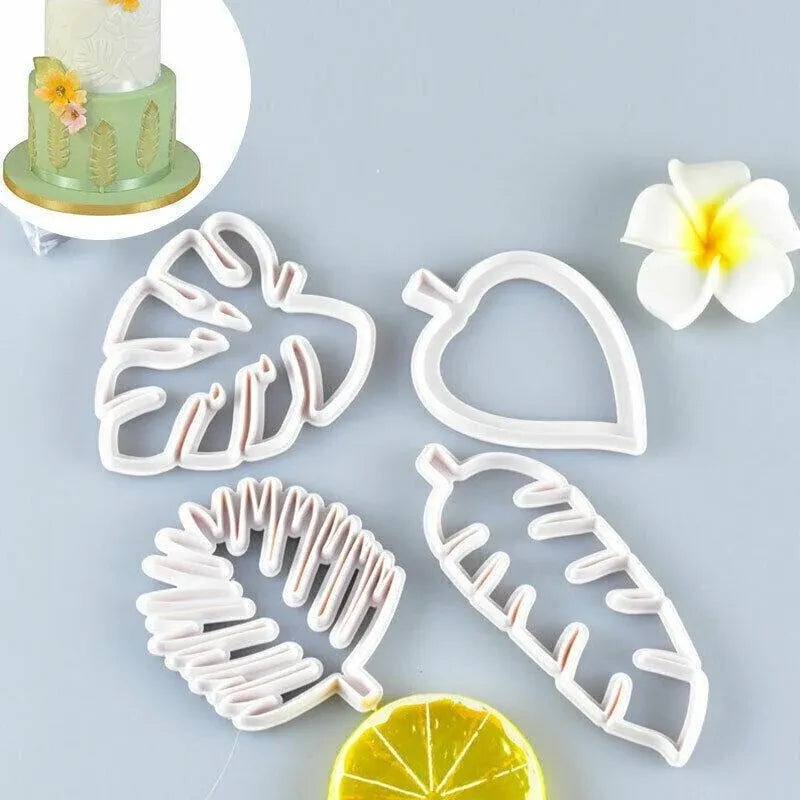 Palm tree turtle leaf cookie cutter fondant mold for cake decorating, ideal for sugarcraft and baking projects.