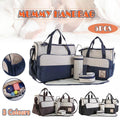 Black 5-piece travel nappy bag set by Everything Baby with shoulder tote and changing organiser bags for baby care.