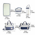 Black 5-piece travel nappy bag set with shoulder tote and changing organiser bags, designed for baby feeding and on-the-go needs.