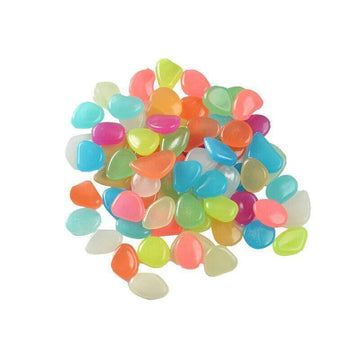 Colorful glow-in-the-dark pebbles for fish tanks and garden decoration, 100-piece set from Everything Baby.
