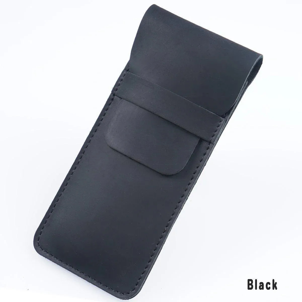 Two vintage handmade genuine leather pencil cases in cowhide with protective design, ideal for kids' pen and pencil storage.