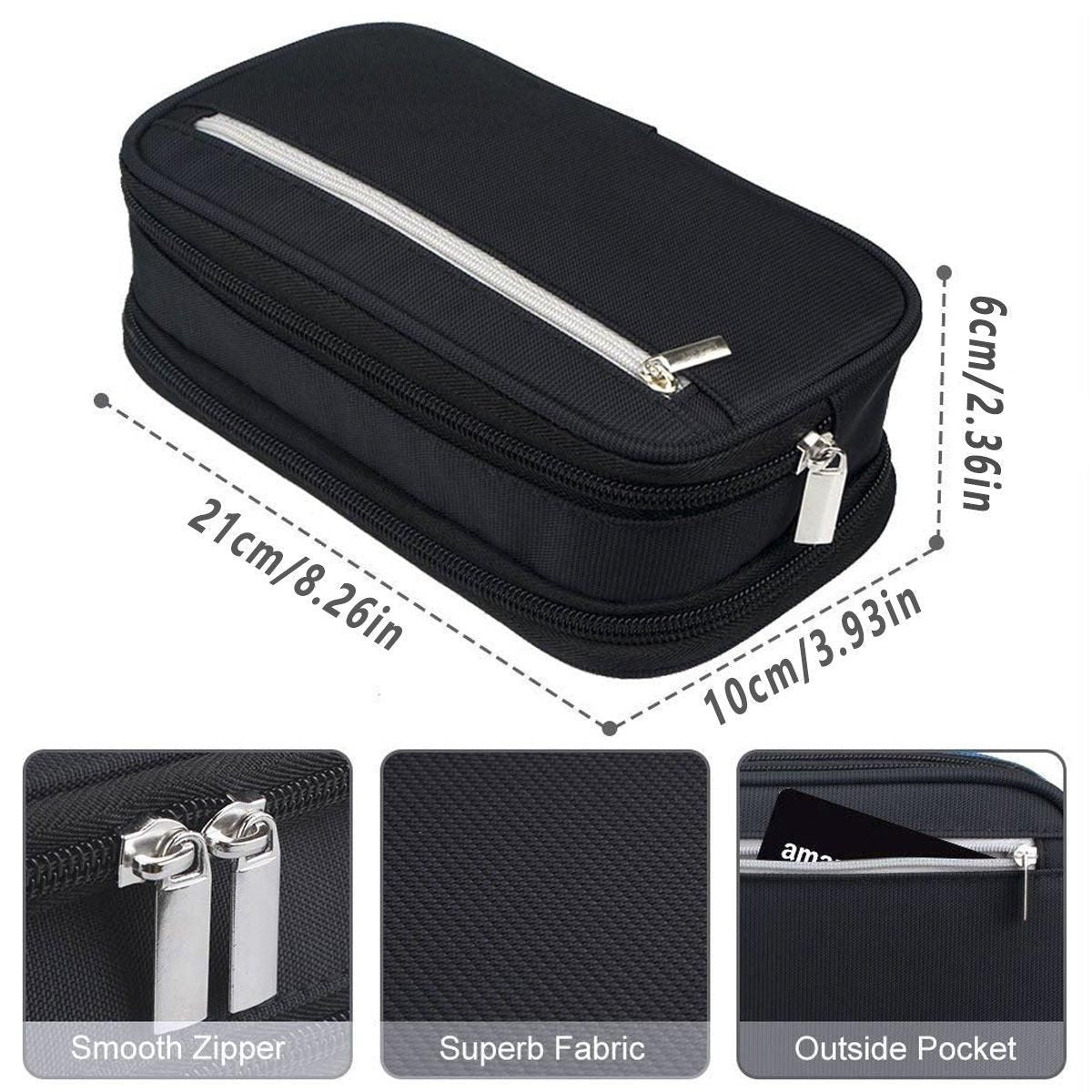 Two large capacity multifunctional pencil cases by Everything Baby, ideal for school and office storage, shown with pens and stationery.