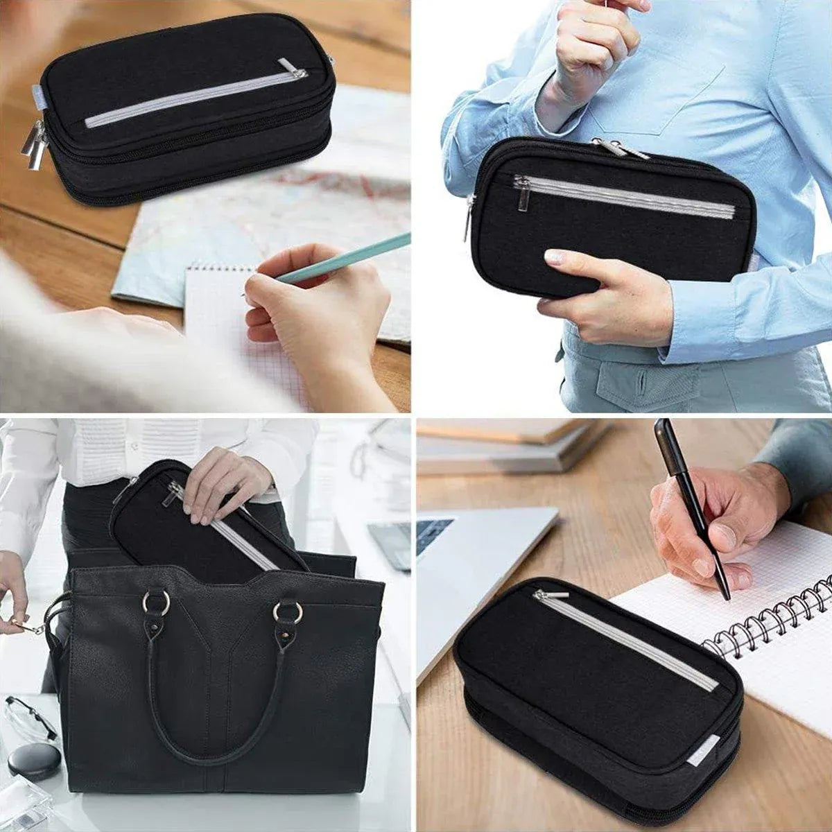 Two large capacity multifunctional pencil cases by Everything Baby, suitable for school and office storage.
