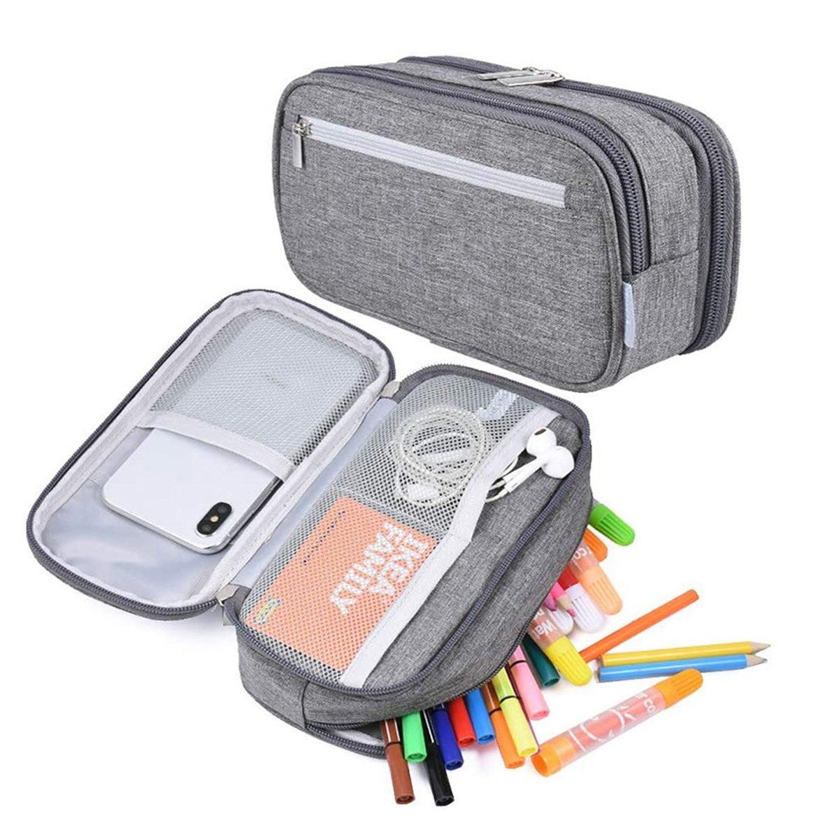 Two large capacity multifunctional pencil cases from Everything Baby, ideal for school and office storage with multiple compartments.