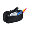 Two large capacity multifunctional pencil cases for kids and school, featuring colorful designs and multiple storage compartments.