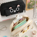 Beige embroidered multifunction pencil case for boys and girls with large capacity, ideal for storing pens and school supplies.