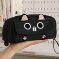 Beige embroidered multifunction pencil case for boys and girls with large capacity, ideal for school supplies and stationery.