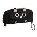 Black embroidered multifunction pencil case for boys and girls with large capacity, ideal for storing pens and school supplies.