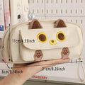 Pink embroidered multifunction pencil case for boys and girls with large capacity, ideal for kids' pens and stationery.
