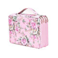 Large capacity pink pencil case with 200 slots, designed for students, by Everything Baby, featuring a rose foundation pattern.