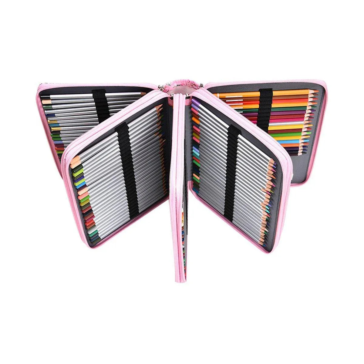 Large capacity pink pencil case with 200 slots, ideal for kids and students, by Everything Baby, featuring a rose design.