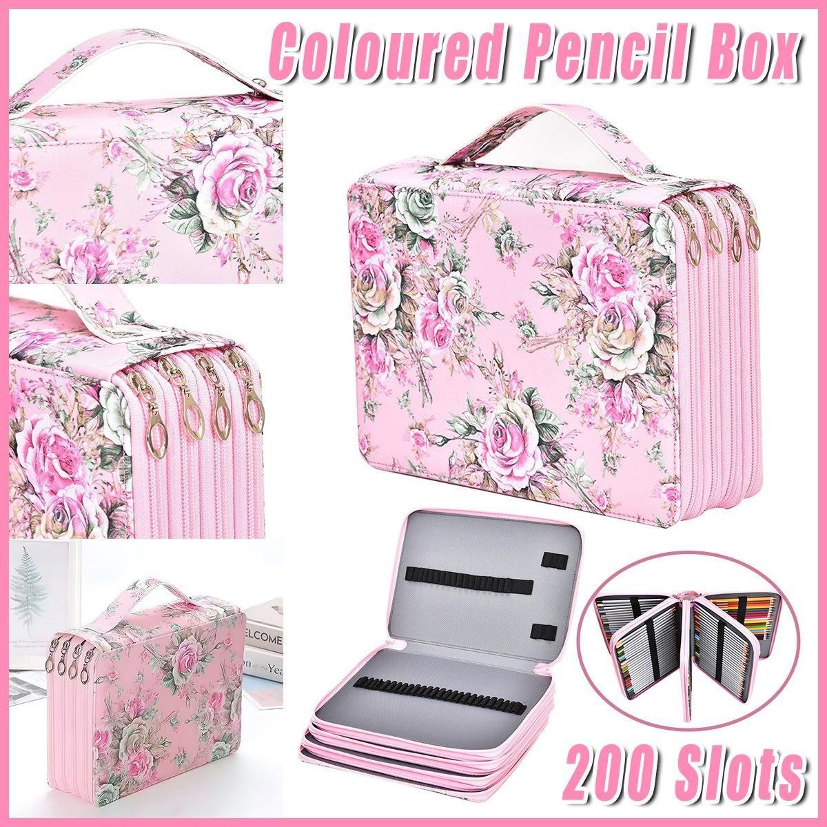 Pink large capacity pencil case by Everything Baby with 200 slots, ideal for kids' stationery storage and organization.