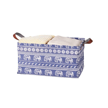 2pcs Foldable Cotton Linen Storage Baskets Home Organizer Box Office Supplies - Little Elephant