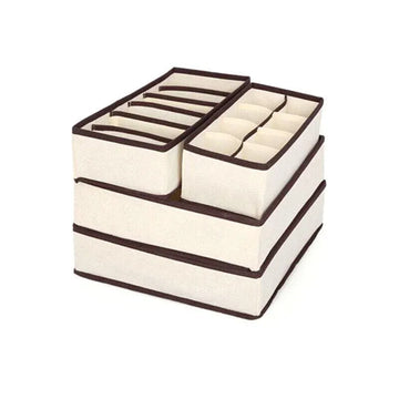 Foldable beige drawer organizer set for bras and underwear, perfect for kids' toy boxes and closet storage by Everything Baby.