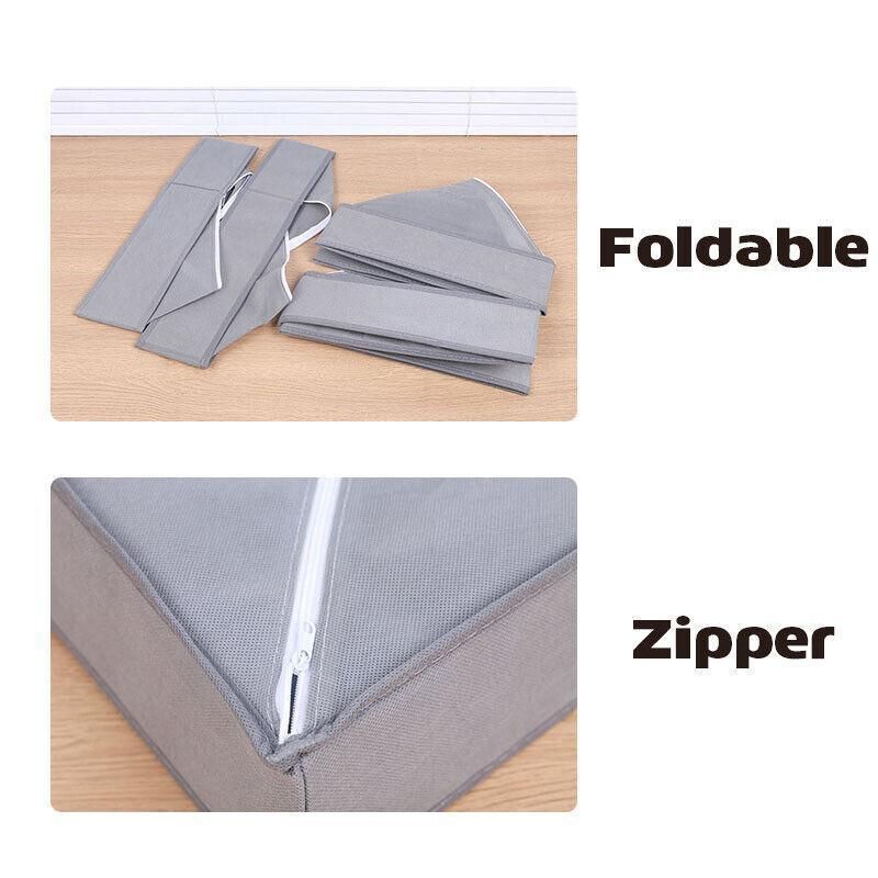 Beige foldable drawer organizer set with dividers for bra and underwear storage in a child's closet, by Everything Baby.