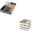 Four beige foldable drawer organizer boxes for bra and underwear storage, designed for kids' closet toy box organization.