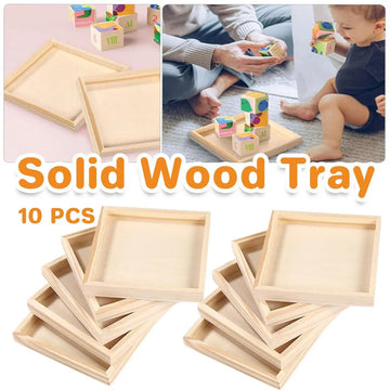 10PCS Wooden 3D Puzzle Blocks Educational Toy Matching Game with Solid Wood Tray