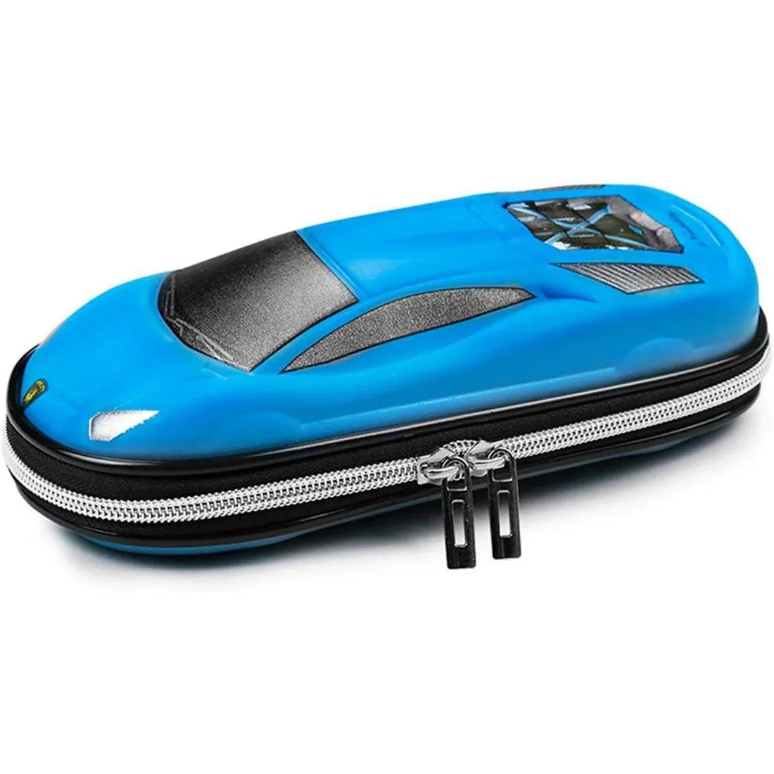 Blue large capacity stationery box with three layers, multifunctional pencil case by Everything Baby for kids' pens and supplies.